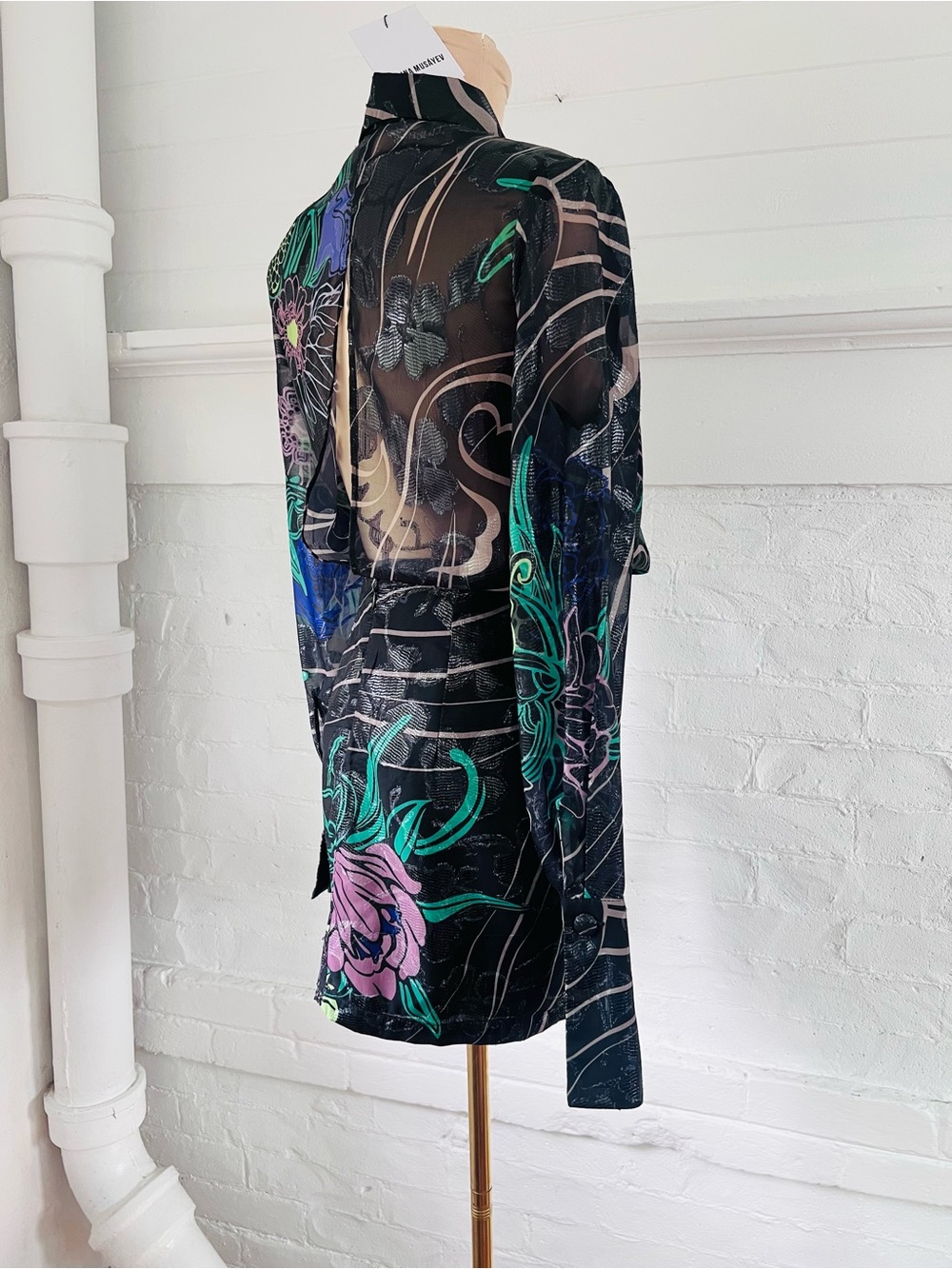 Sabina Musayev Abby Mini Dress Black Floral Metallic Size XS New With Tags - Picture 8 of 17